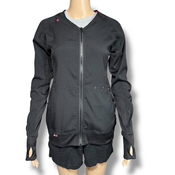 Koi Lite Womens 445 Scrubs Clarity Jacket Full Zip Black Long Sleeve Small - Picture 1 of 15